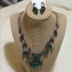 | NWOT Coldwater Creek Sparkling Beads and Silver Necklace & Earring Set